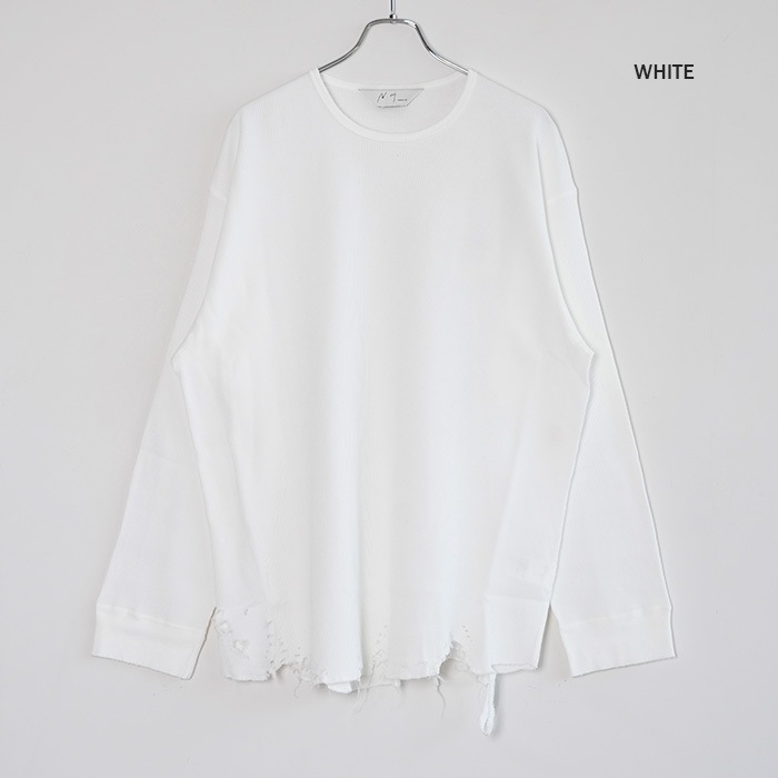 anc-ct134) / ANCELLM (アンセルム) / DAMAGE WAFFLE CREW LS T-SHIRT