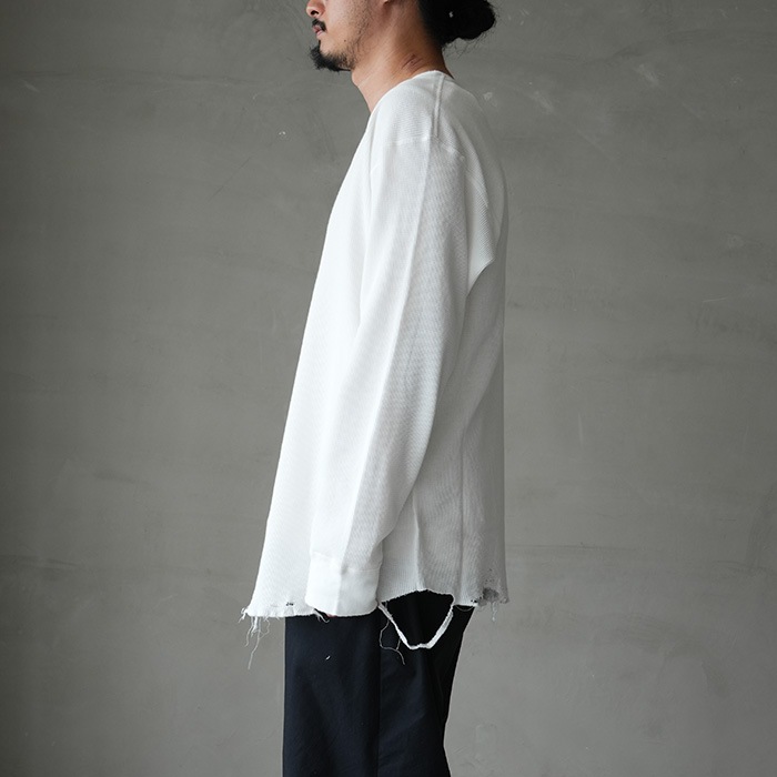 anc-ct134) / ANCELLM (アンセルム) / DAMAGE WAFFLE CREW LS T
