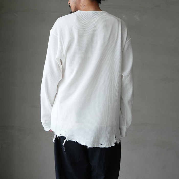 anc-ct134) / ANCELLM (アンセルム) / DAMAGE WAFFLE CREW LS T