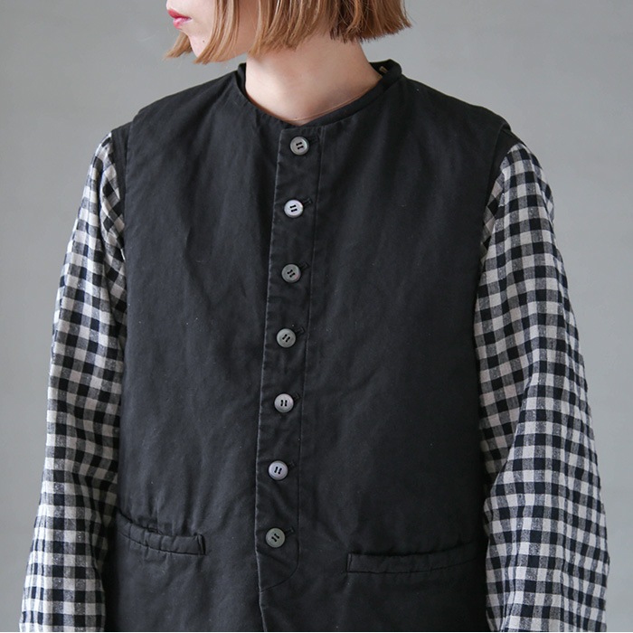 13305121) vlas blomme(ヴラスブラム) / Work Linen Cotton 中綿入り