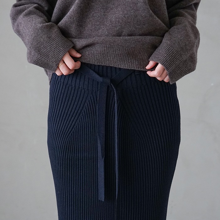 30%OFF】（bn-22fl-034） / BATONER(バトナー) / SOLID WOOL RIB SKIRT 