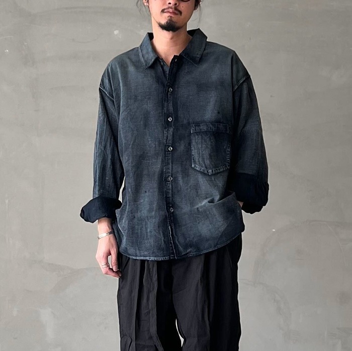 anc-sh79) / ANCELLM (アンセルム) / BRUSHSTROKE AGING SHIRT