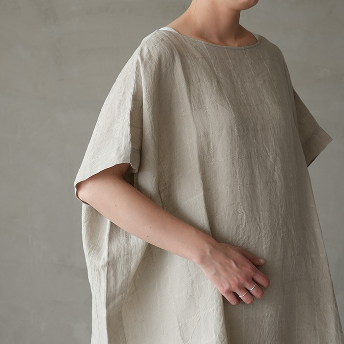 evam eva E251T173 リネンポンチョ ◎□(e251t173) / evam eva (エヴァムエヴァ) / linen stitches