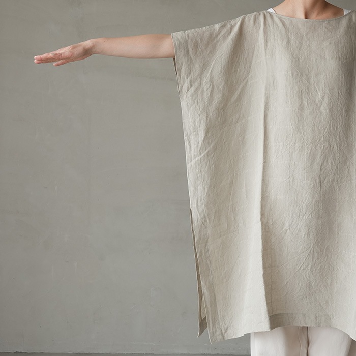 evam eva E251T173 リネンポンチョ ◎□(e251t173) / evam eva (エヴァムエヴァ) / linen stitches