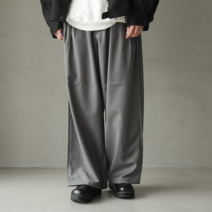 anc-pt108) / ANCELLM (アンセルム) / BELTED WOOL SLACKS（ベルテッド