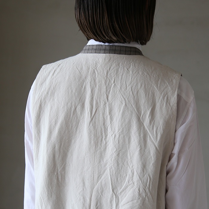 【322】ヴラスブラム オールドチェック リネン レディース ジレ ベスト 30%OFF】(13304093) Vlas Blomme (ヴラスブラム) /Old check配色