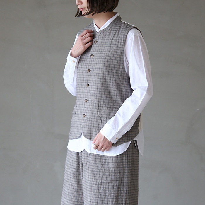 【322】ヴラスブラム オールドチェック リネン レディース ジレ ベスト 30%OFF】(13304093) Vlas Blomme (ヴラスブラム) /Old check配色
