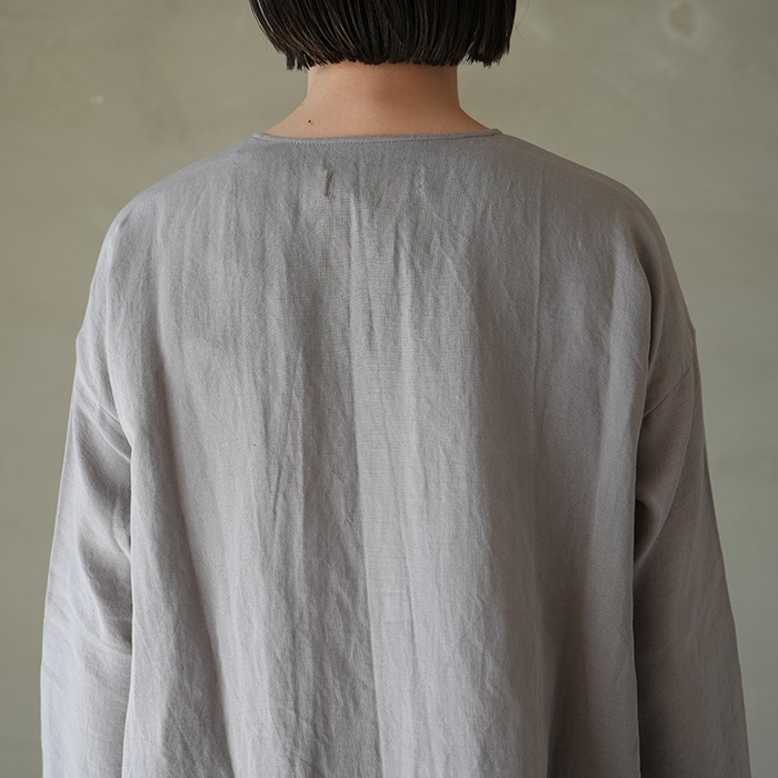 ✨未使用級✨24AW エヴァムエヴァ バンブーリネンシャツ グレージュ 2WAY ◎☆（e241t095）/ evam eva(エヴァムエヴァ) / bamboo linen