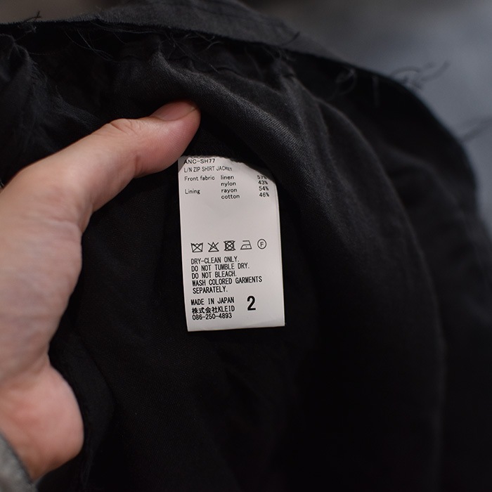 anc-sh77) / ANCELLM (アンセルム) / L/N ZIPUP SHIRT JACKET（リネン