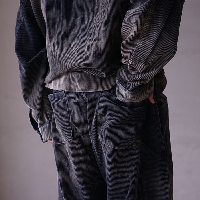 ANCELLM CORDED VELVETEEN PAINTER アンセルム ANCELLM - CORDED VELVETEEN PAINTER PANTS | BLACK