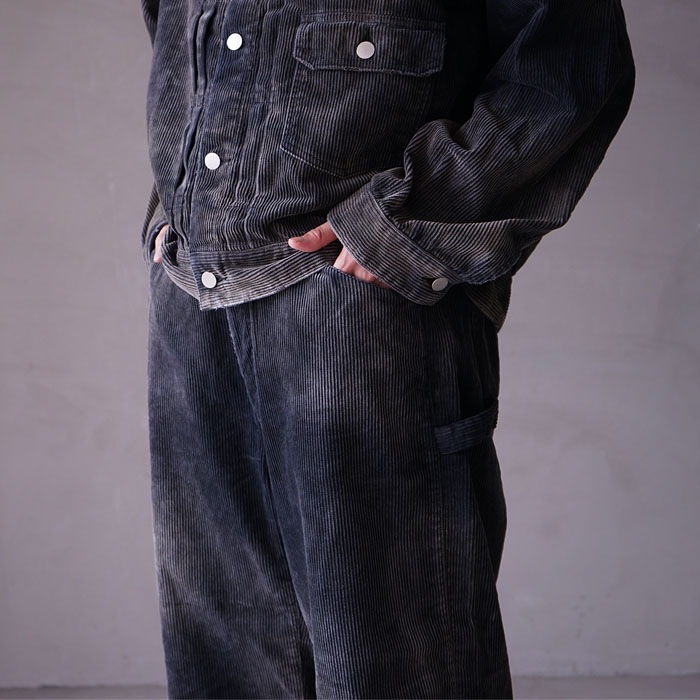 ANCELLM CORDED VELVETEEN PAINTER アンセルム ANCELLM - CORDED VELVETEEN PAINTER PANTS | BLACK