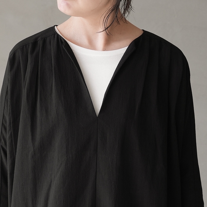エヴァムエヴァ evam eva コットン ワンピース 日本製 evameva (エヴァムエヴァ) cotton silk one piece / コットン