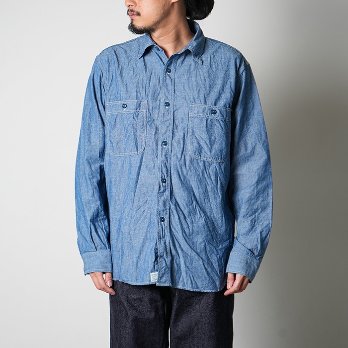 01-8070-84]orSlow(オアスロウ) CHAMBRAY WORL SHIRT シャンブレー