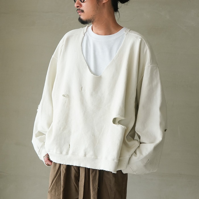 anc-ct145-b) / ANCELLM (アンセルム) / BROKEN SWEAT SHIRT 