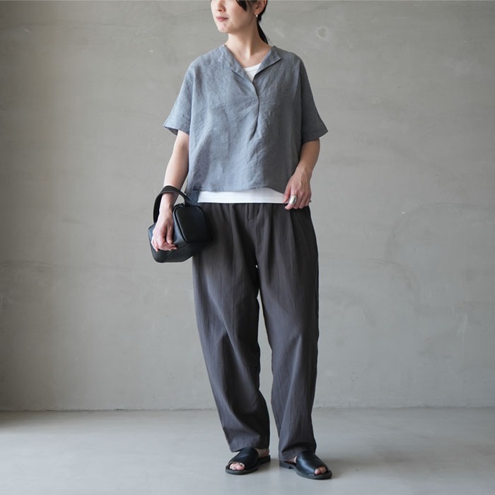 e261t175) / evam eva (エヴァムエヴァ) / linen tuck pullover(リネン