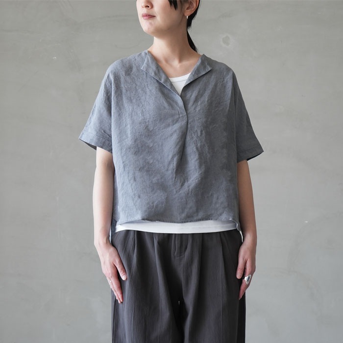 ▽(e261t175) / evam eva (エヴァムエヴァ) / linen tuck pullover