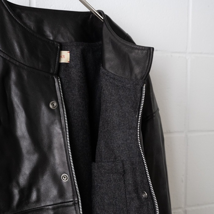 bo-05a03) barbell object(バーベルオブジェクト) /leather ns jkt