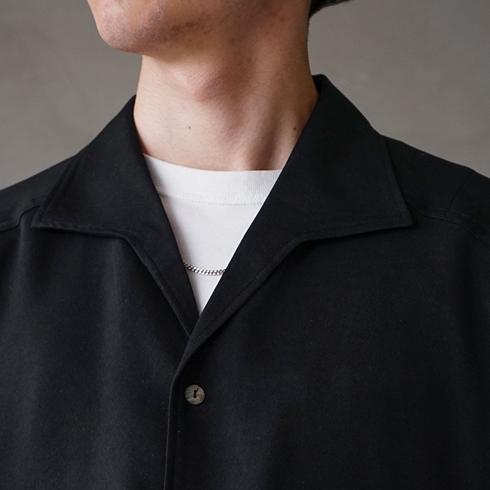 anc-sh93) / ANCELLM (アンセルム) / VEGAN SUEDE OPEN COLLAR SHIRT