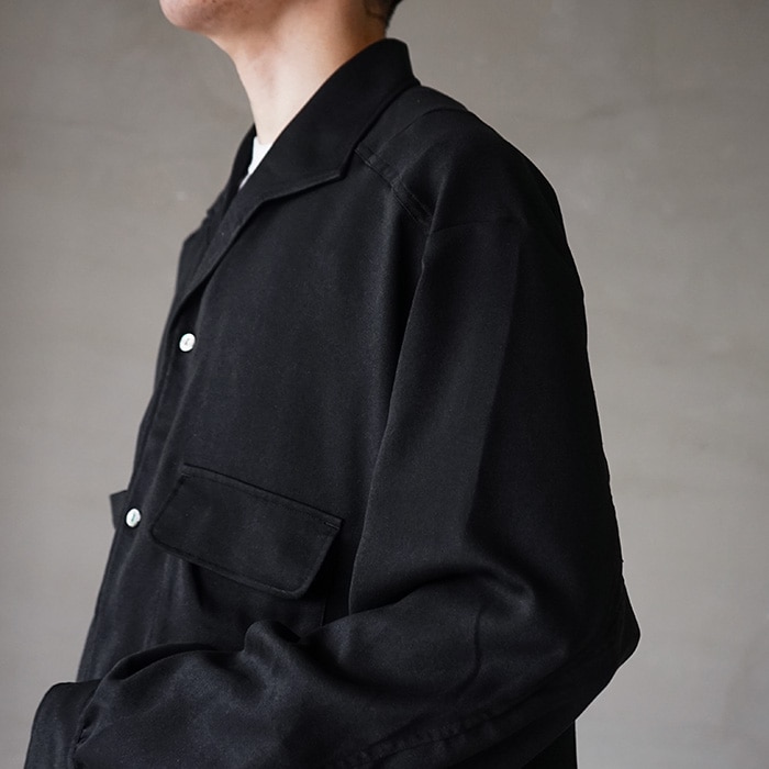 anc-sh93) / ANCELLM (アンセルム) / VEGAN SUEDE OPEN COLLAR SHIRT