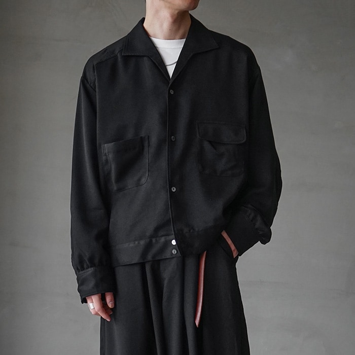 anc-sh93) / ANCELLM (アンセルム) / VEGAN SUEDE OPEN COLLAR SHIRT