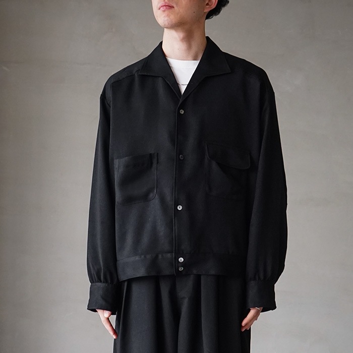 anc-sh93) / ANCELLM (アンセルム) / VEGAN SUEDE OPEN COLLAR SHIRT