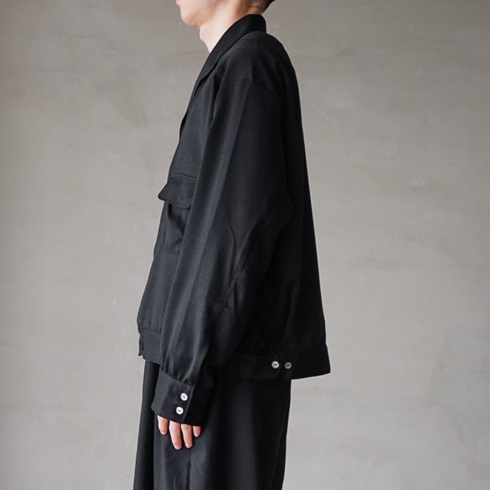 anc-sh93) / ANCELLM (アンセルム) / VEGAN SUEDE OPEN COLLAR SHIRT