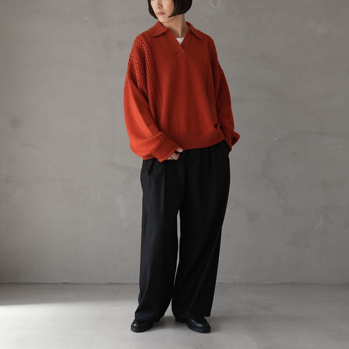 40%OFF】（ysk-24aw-kn09) YASHIKI(ヤシキ) / Hatsuyuki Skipper Knit