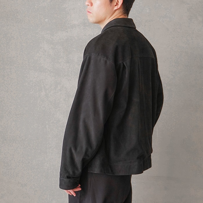 ANCELLM SUEDE SHORT SHIRT JACKET アンセルム ANCELLM - VEGAN SUEDE WORK SHIRT BLOUSON | BROWN | ライト