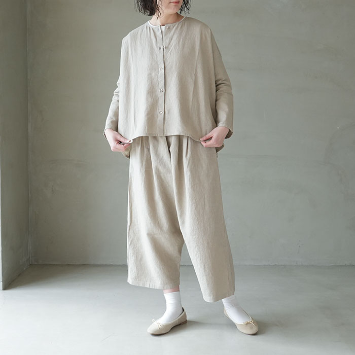 e231t043)/evam eva(エヴァムエヴァ)/water linen shirts(ウォーター
