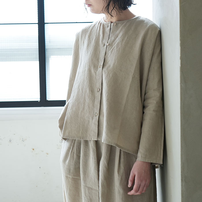 e231t043)/evam eva(エヴァムエヴァ)/water linen shirts(ウォーター