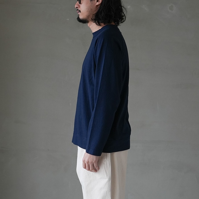 RINEN(リネン)20/1オーガニックコットン裏毛クルーネックプルオーバー UNISEX 》 RINEN / 20/1オーガニック裏毛 クルーネック ( ブルー