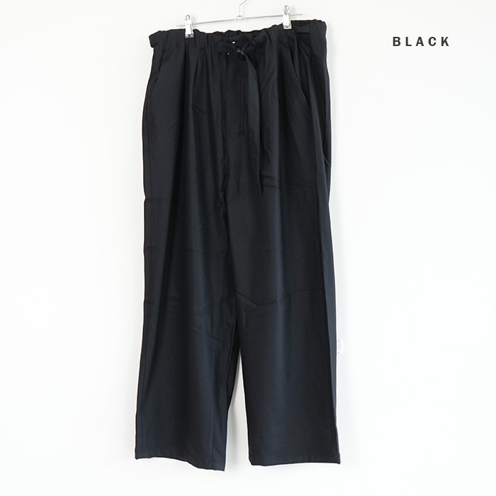 パンツ ANCELLM BACKSATIN BELTLESS SLACKS(1) BACKSATIN BELTLESS SLACKS(BLACK) – ANCELLM