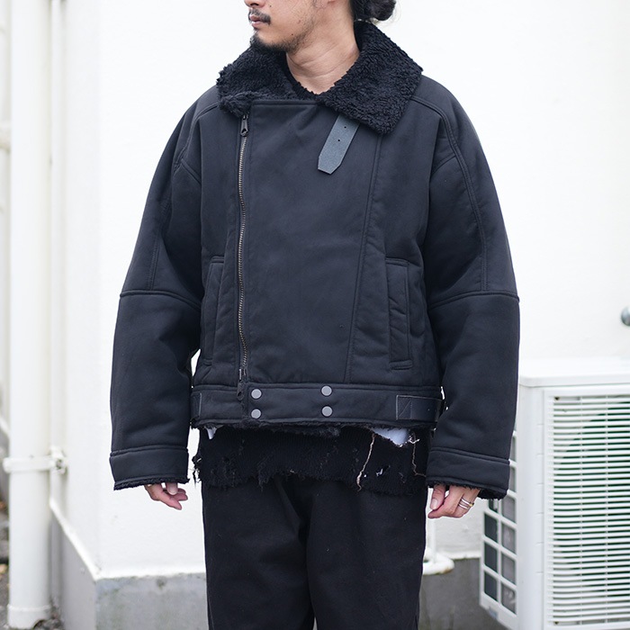 VEGAN LEATHER BOA ZIP JACKET/ancellm