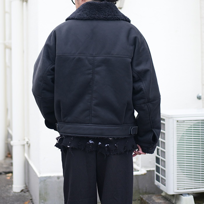anc-jk39-a) / ANCELLM (アンセルム) /VEGAN LEATHER BOA ZIP JACKET