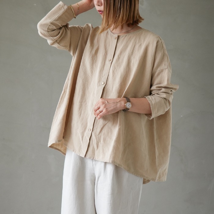 evam eva エヴァムエヴァ リネンシャツ