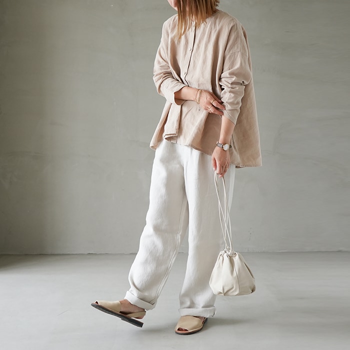 e223t013) / evam eva(エヴァムエヴァ) / linen shirts(リネンシャツ  