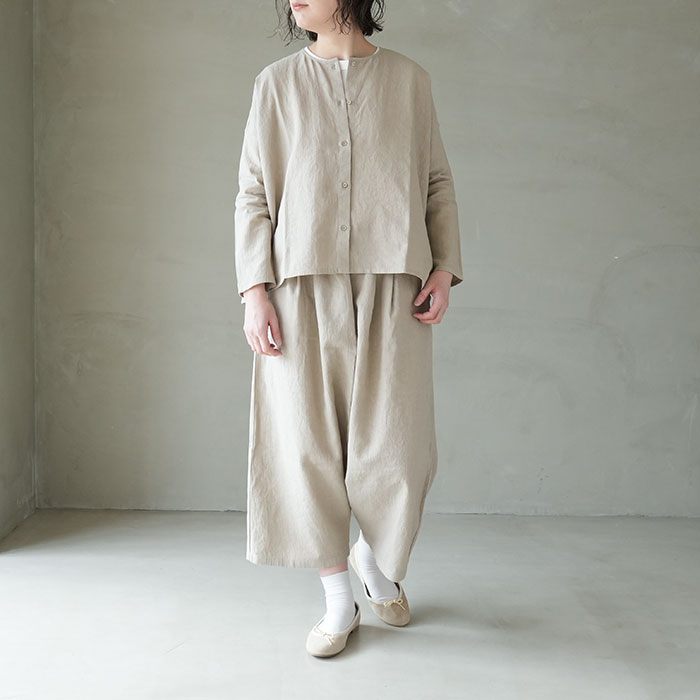 美品★evam eva エヴァムエヴァ★23SS ウォーターリネンパンツ evam eva｜エヴァムエヴァ water linen crroped pants