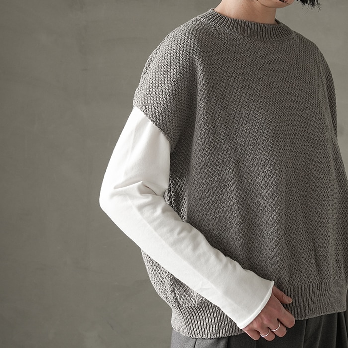 e251k004) / evam eva (エヴァムエヴァ) /moss stitch vest(モス