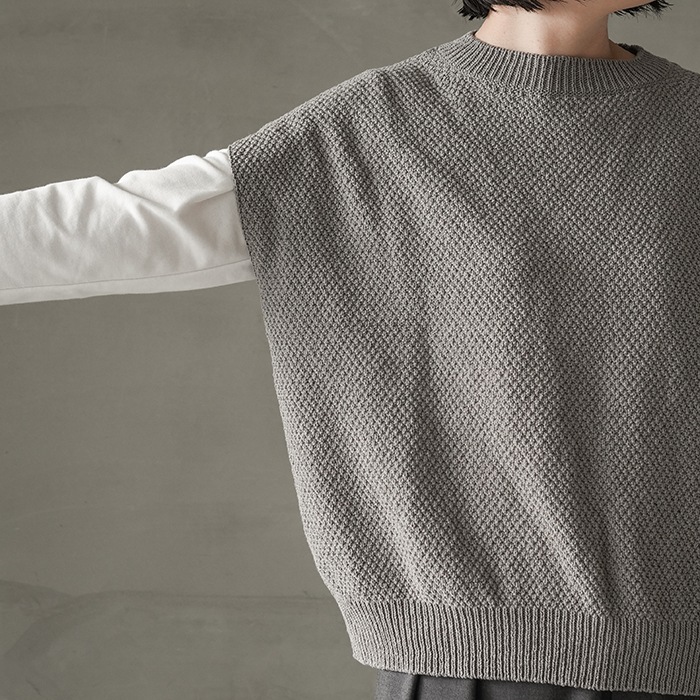 e251k004) / evam eva (エヴァムエヴァ) /moss stitch vest(モス