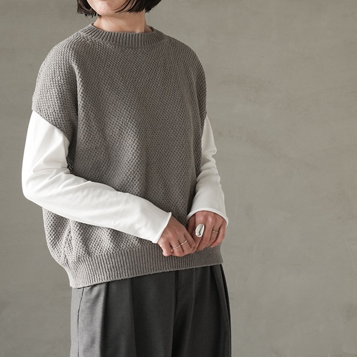 e251k004) / evam eva (エヴァムエヴァ) /moss stitch vest(モス