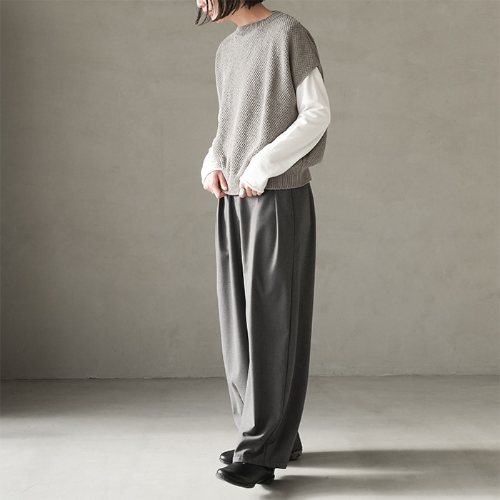 e251k004) / evam eva (エヴァムエヴァ) /moss stitch vest(モス