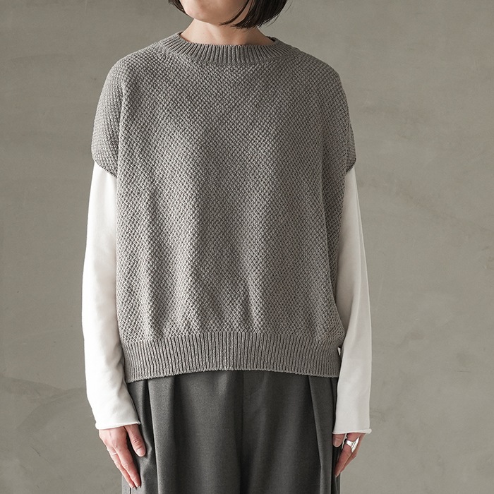 e251k004) / evam eva (エヴァムエヴァ) /moss stitch vest(モス