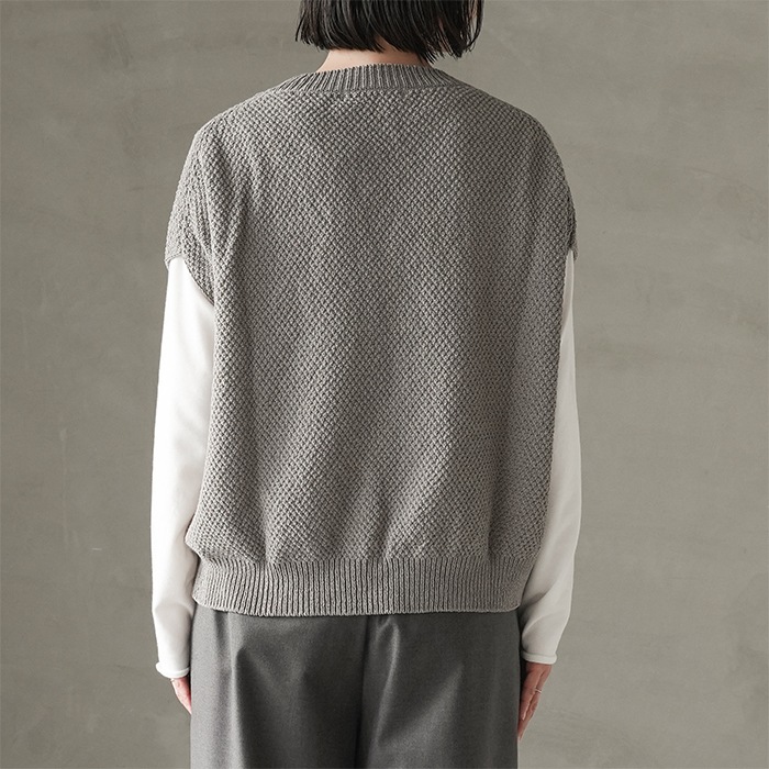 e251k004) / evam eva (エヴァムエヴァ) /moss stitch vest(モス