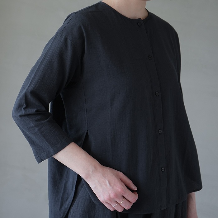 e231t195) / evam eva (エヴァムエヴァ) /cotton slit shirts(コットン 