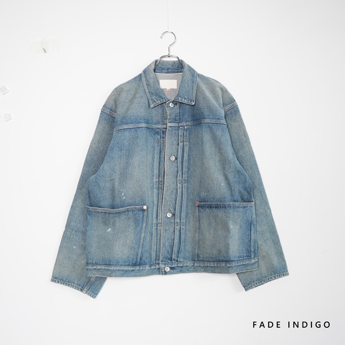 未使用品★ yumiさん　デニムジャケット　アイボリー SHIPS any: ノーカラー デニム ブルゾン［SHIPS any DENIM］（デニム