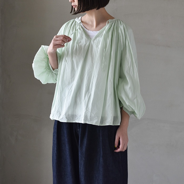 R&D.M Co_ カディコットン ギャザースモックブラウス ミント 20