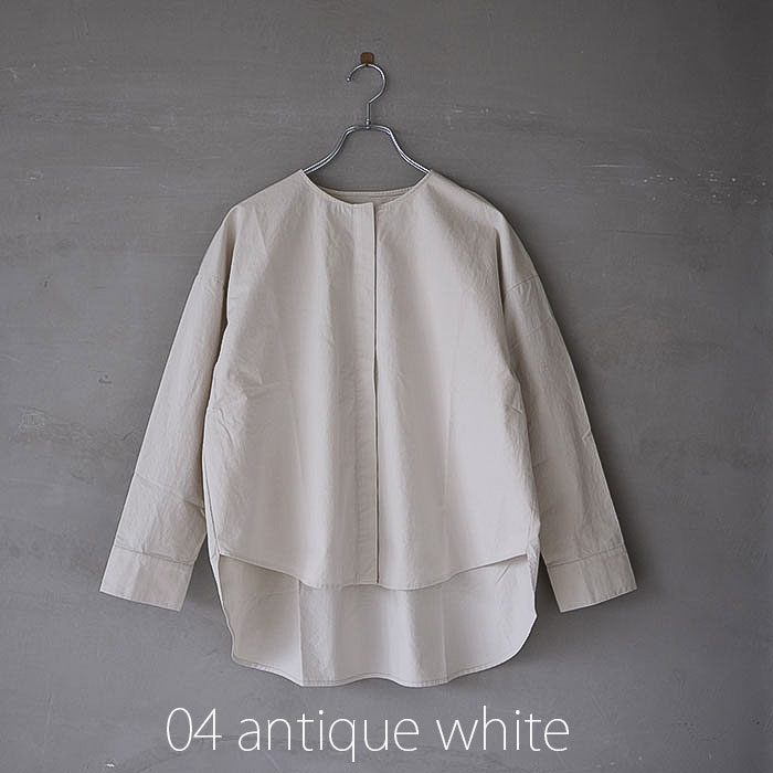 □(e243t060) / evam eva(エヴァムエヴァ) /cotton no collar shirt
