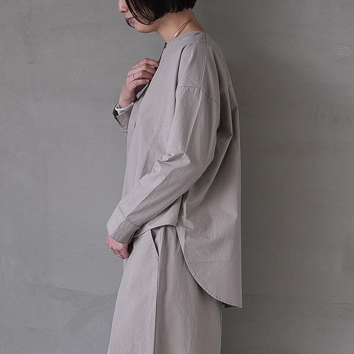 □(e243t060) / evam eva(エヴァムエヴァ) /cotton no collar shirt
