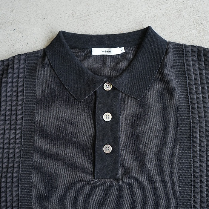 新品 YASHIKI【26SS】Aotsuyu Knit Polo(BLACK) YASHIKI - 【26SS】Aotsuyu Knit Polo(BLACK) | Salty