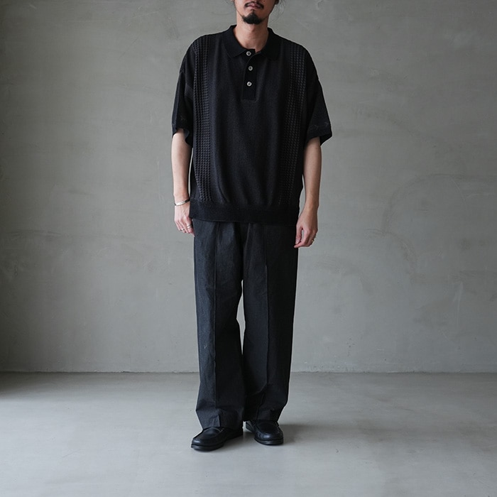 新品 YASHIKI【26SS】Aotsuyu Knit Polo(BLACK) YASHIKI - 【26SS】Aotsuyu Knit Polo(BLACK) | Salty